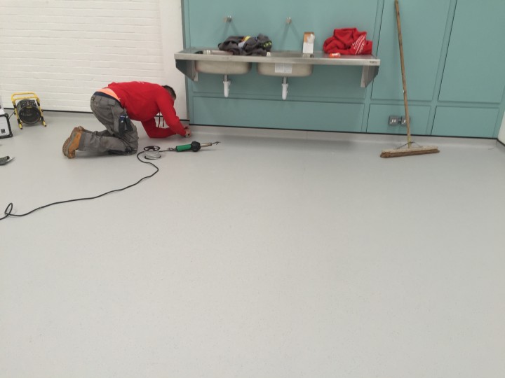 Wet room flooring at Benmor Medical U.K. DCS Flooring Ltd